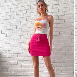 Shein Lace up Dual pocket corduroy skirt